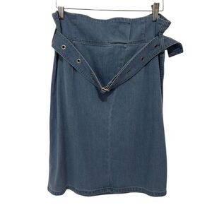 NWT J Brand Tranquil Pleated Belted Denim Skirt In Heavenly Size M